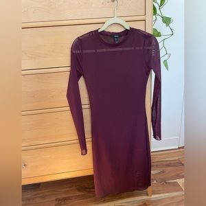 Purple bodycon long sleeve mid length dress size small